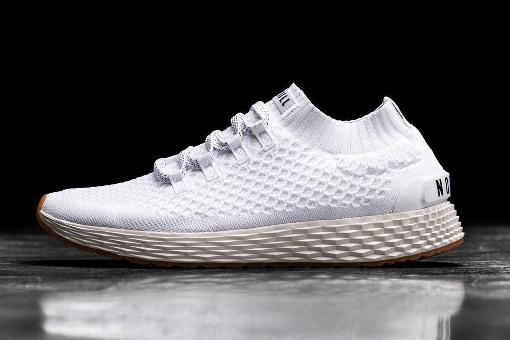 Chaussure Running NOBULL Femme Blanche Ivory - Chaussures NOBULL Knit Runner,France (4967-WSUYQ)